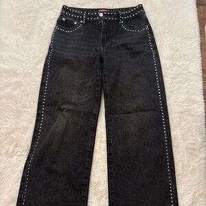 Edikted Black Studded Flare Jeans
